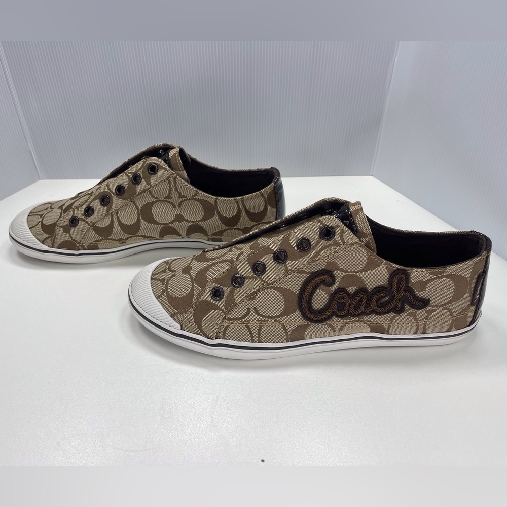 Coach Keeley Khaki Signature C Sneakers Slip On Shoes, Size 9.5 - Picture 2 of 12